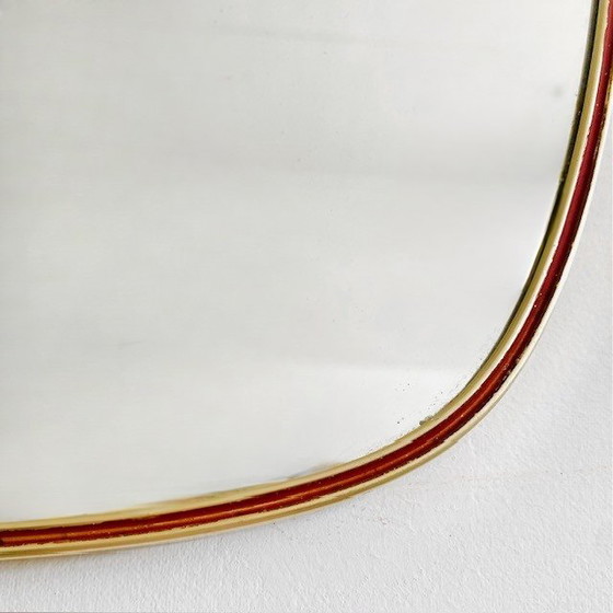 Image 1 of Mid - Century asymmetrical mirror brass 1950s