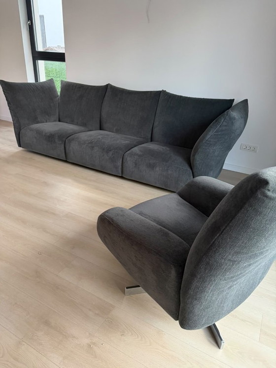 Edra Standard 3-Seater Sofa & 2 Edra Chiara Armchairs SET, Anthracite Grey Designer Set, Seating area, Metal (photo 3 of 8)