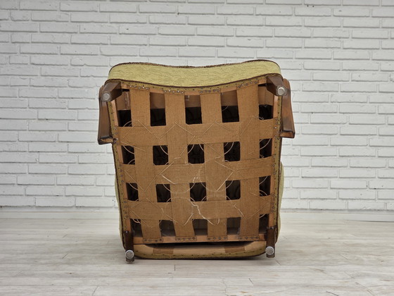 Image 1 of 1960er Jahre Dänischer Sessel, hellgrüner Möbelvelours, Buchenholz