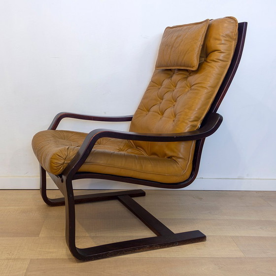 Image 1 of Deense fauteuil van gekleurd leer, 1970