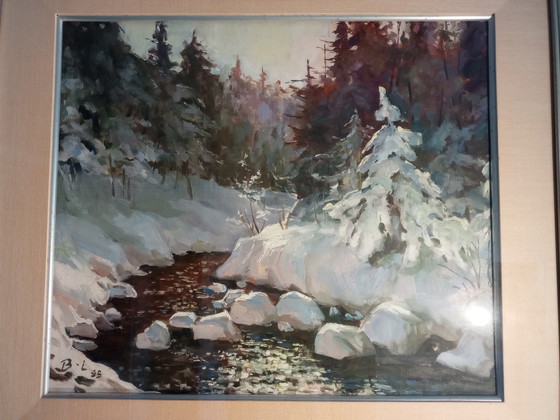 Image 1 of Dipinto ad olio della montagna Peaktu