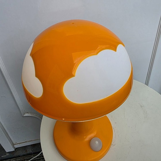 Image 1 of Vintage IKEA Skojig table lamp in orange. Mushroom, Cloud lamp. 1990s