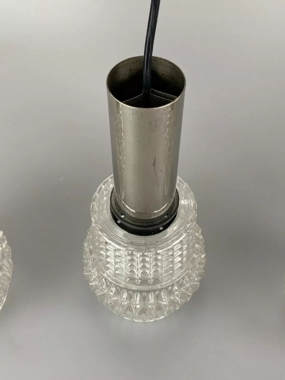 Image 1 of Lampada da soffitto anni '70, lampada a sospensione, lampada a cascata, vetro cromato, design spaziale