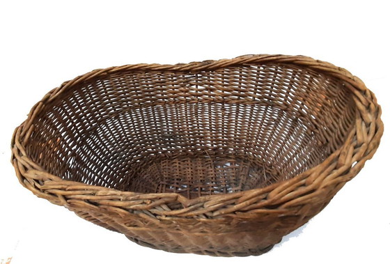 Image 1 of Huge Antique Wicker Basket, Crate 45 x 30 x 25 cm