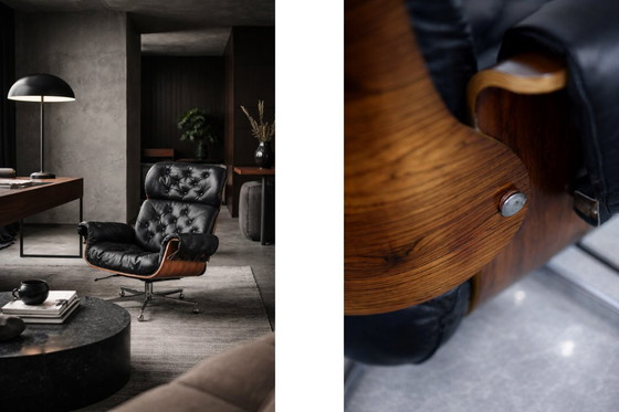 Image 1 of Vintage Mid-Century Modern Swiss Leather&Bentwood Lounge Chair by Martin Stoll for Giroflex, 1960s