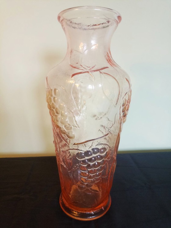 Image 1 of Vintage Italian Empoli vase - pink pressed glass (60-70) - 32 cm high