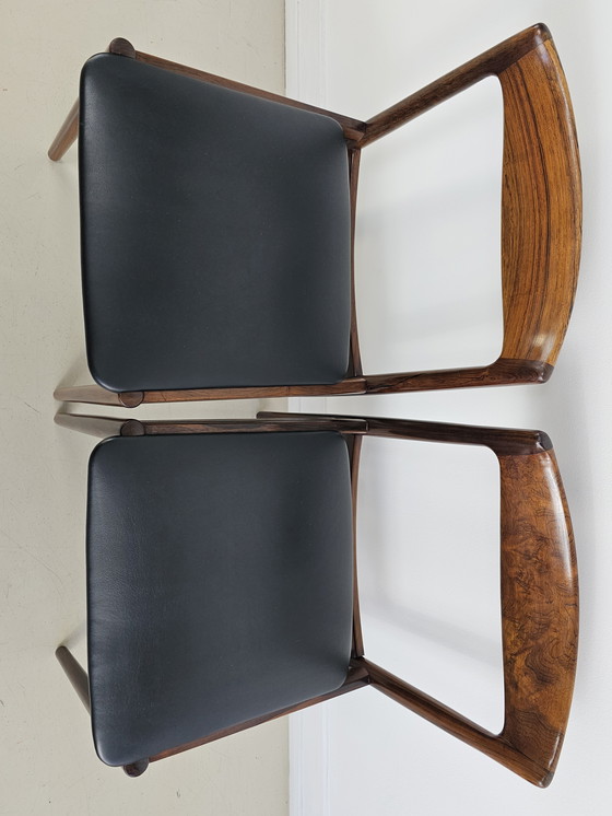 Image 1 of 4x sedie da pranzo vintage in palissandro con skai nero