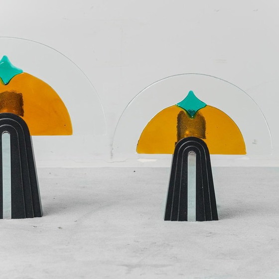 Image 1 of SET DI 3 LAMPADE VINTAGE IN VETRO DI MURANO DI GAMBARRO & POGGI, DESIGN ANNI '80