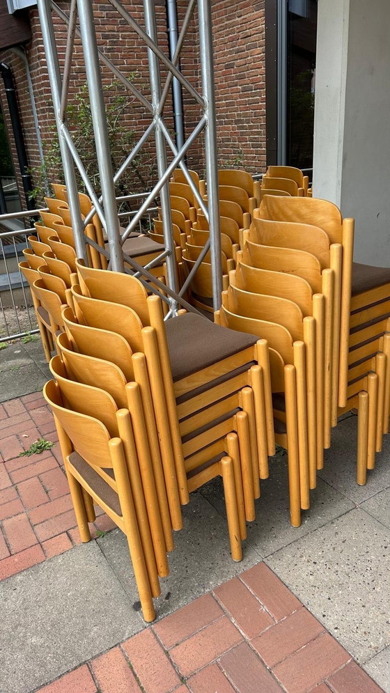 Image 1 of Lot of 53 vintage plywood stacking chairs '80s