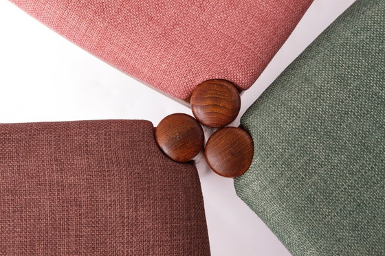 Image 1 of 6 of 12 Carl Ekström Chairs – Swedish Mid-Century Modern, Teak Dining Chairs, Newly Upholstered in Colorful Fabric, 1960s Vintag