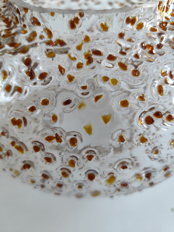 Image 1 of 1960s/70s Brutalist Pendant Lamp – Honsel Lighting – Wrought Iron & Frosted Glass