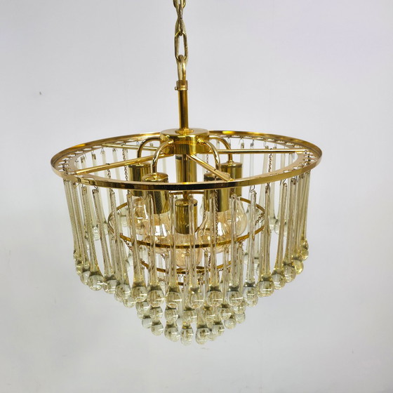 Image 1 of Lampadario PALWA a goccia, 4 strati, ottone vintage