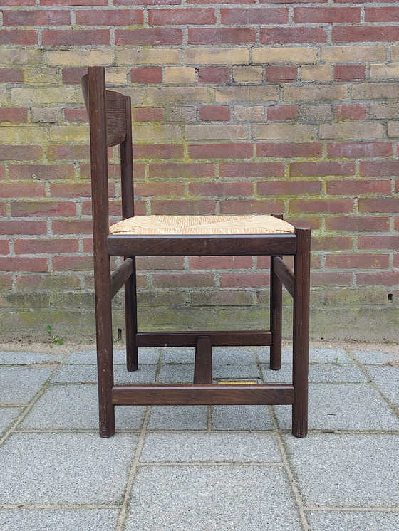 Image 1 of Retro vintage chairs with wicker 70s Pastoe
