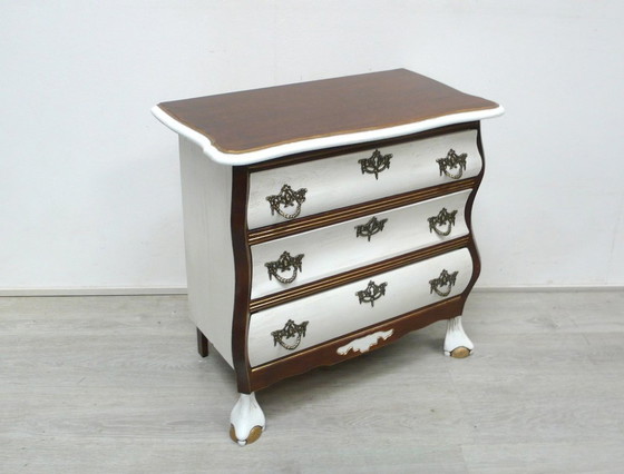 Image 1 of Piccola cassettiera in noce + bianco shabby, stile antico inglese