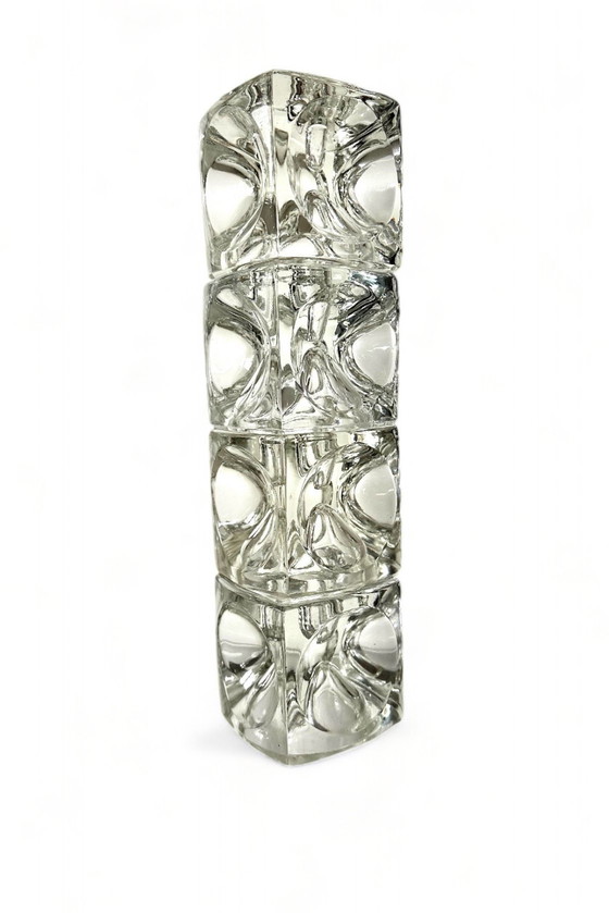 Image 1 of Vintage Rudolf Jurnikl Candlesticks Ice Cube Glass Design Candlesticks