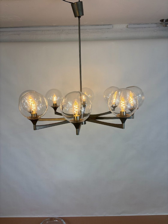 Image 1 of Lampada a 6 bracci in metallo con rivestimento in vetro - Anni '60