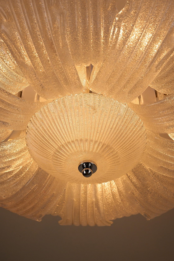 Plafoniera Murano Bianca Granilia in Vetro a Foglia, Plafoniere, Metallo, Bianco (foto 8 di 9)