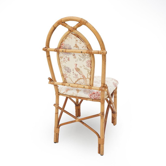 Image 1 of 4 Rattan and Fabric Chairs by Achille Ripamonti, 1980s