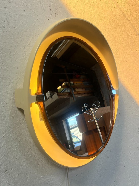 Image 1 of Specchio ovale vintage con illuminazione, Allibert, anni '70