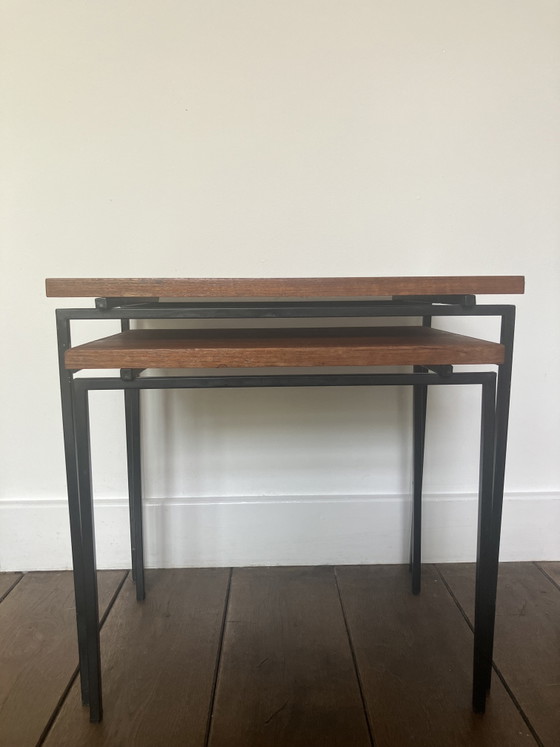 Image 1 of Ensemble de tables d'appoint vintage Pastoe, en métal et bois