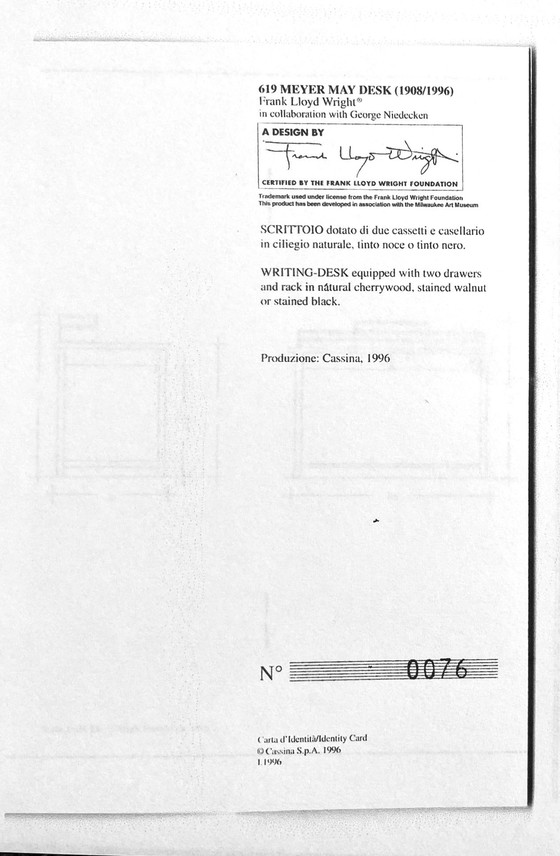 Image 1 of Frank Lloyd Wright Schreibtisch mit Stuhl - 619 Meyer May Desk