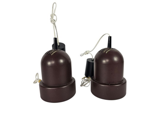 Image 1 of Philips - NWS-Serie - Pendelleuchten (2) - zylindrische Pendelleuchte - braun - 70er Jahre