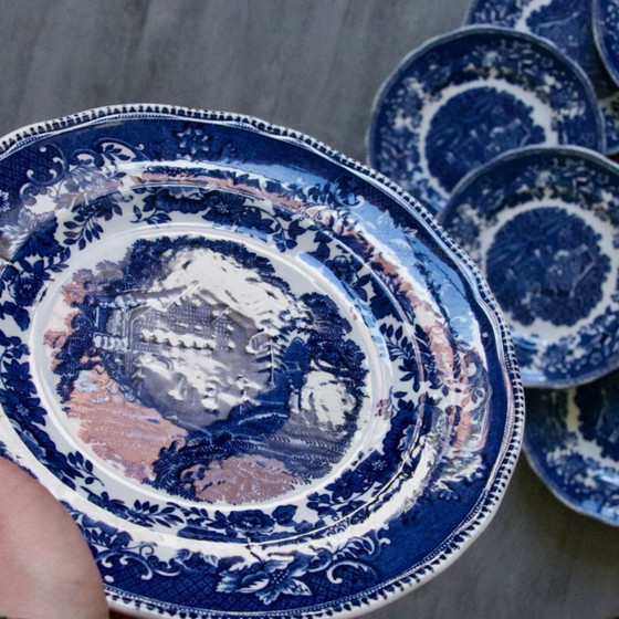 Image 1 of 11 English plates signed Enoch Wedgwood "Avon Cottage"