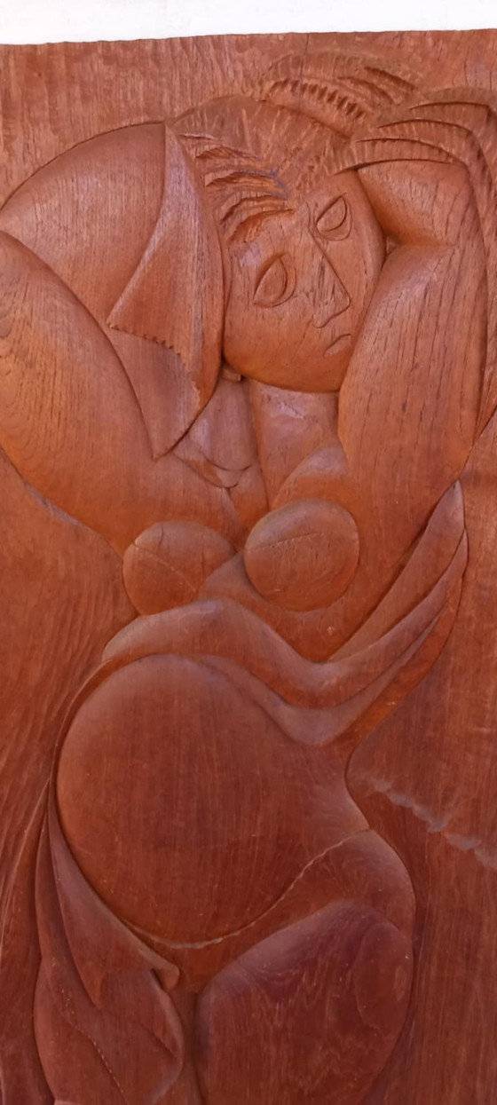 Image 1 of Sculpture unique en bois de teck réalisée par l'artiste John Beemsterboer