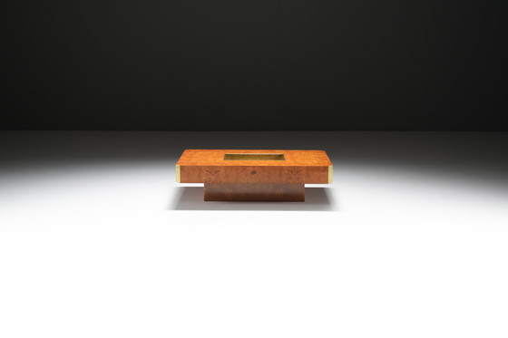 Image 1 of Table basse vintage Alveo en bois de ronce Attribué à Willy Rizzo par Mario Sabot, Italie