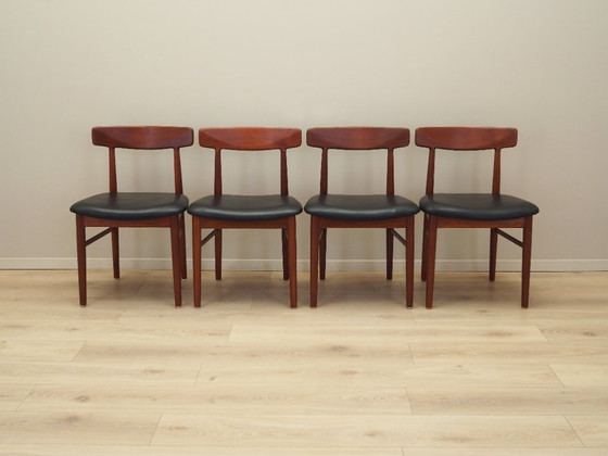 Image 1 of Set van vier teakhouten stoelen, Deens ontwerp, jaren 1960, fabricage: Bruno Hansen, ontwerper: Henning Kjærnulf
