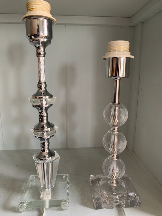 Image 1 of Bellissimo set di lampade da tavolo vintage a forma di globo impilate/vetro acrilico