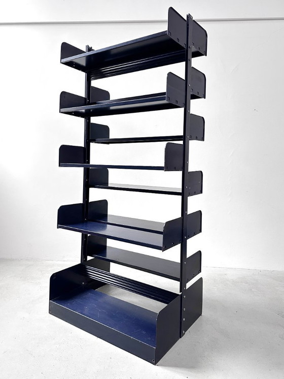 Image 1 of Italienisch-Dutch Lips Vago "Congresso" Stahlblaues Doppelbücherregal, 1966