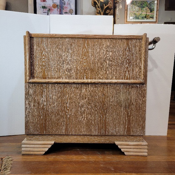 Image 1 of Meuble bar style Art déco, bois de chêne, années 80 – France