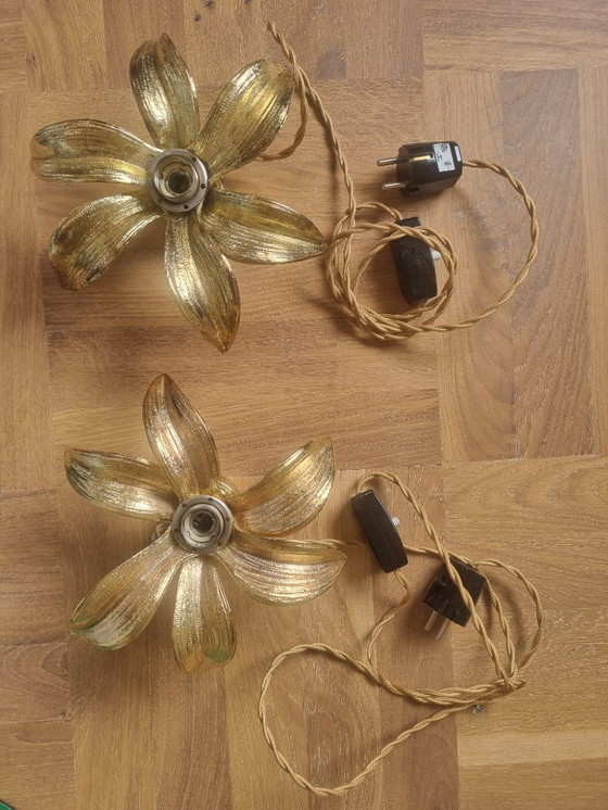 Image 1 of Lampes à fleurs Vintage Hollywood Regency par Massive