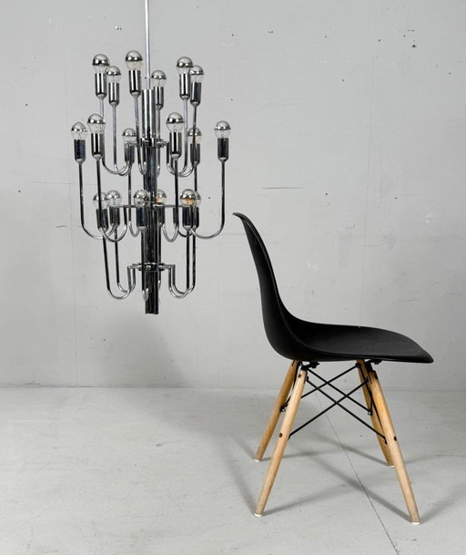 Mid-century chrome Sputnik chandelier by Gaetano Sciolari, Italy, 1970s