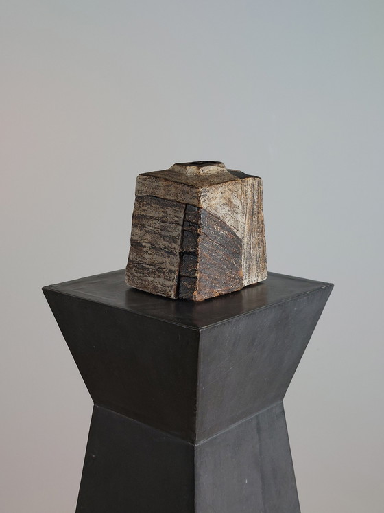 Image 1 of Rare ceramic vase by Gerhard Liebenthron, artist's ceramics in a cubist style