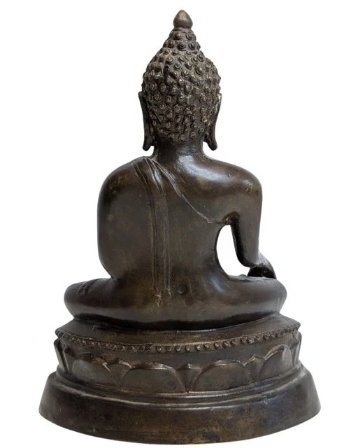 Antiek Bronzen Boeddhabeeld – Bhumisparsha Mudra – Beeldhouwkunst (photo 3 of 7)