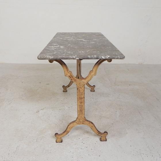 Image 1 of Garden Table, Bistro Table A. Delail Toulouse With Marble Top, 1920s