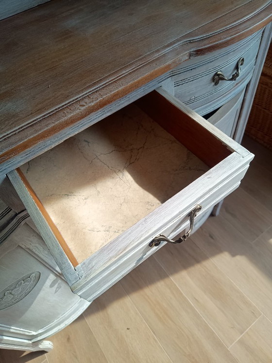 Image 1 of Antique sideboard with leaded glass and mirror