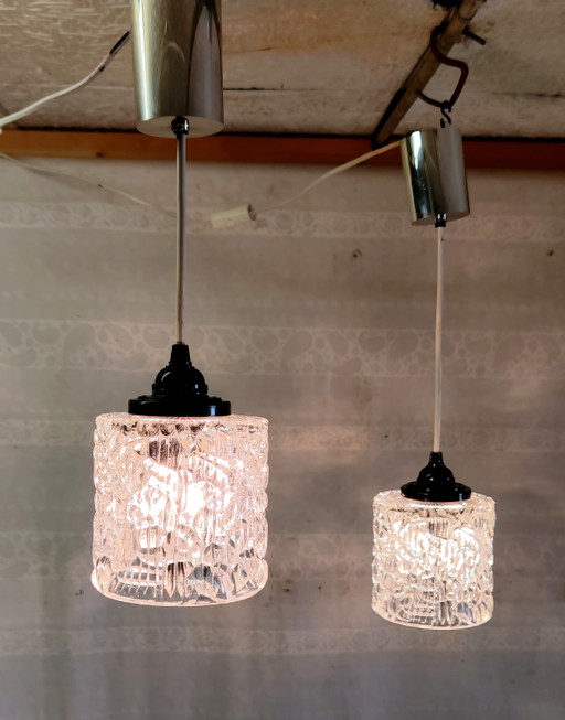 Paar Pendelleuchten aus Holophanglas - Mitte 20. Jh. – hanglampen