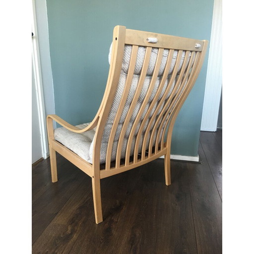 Sedia vintage scandinava in faggio e lana