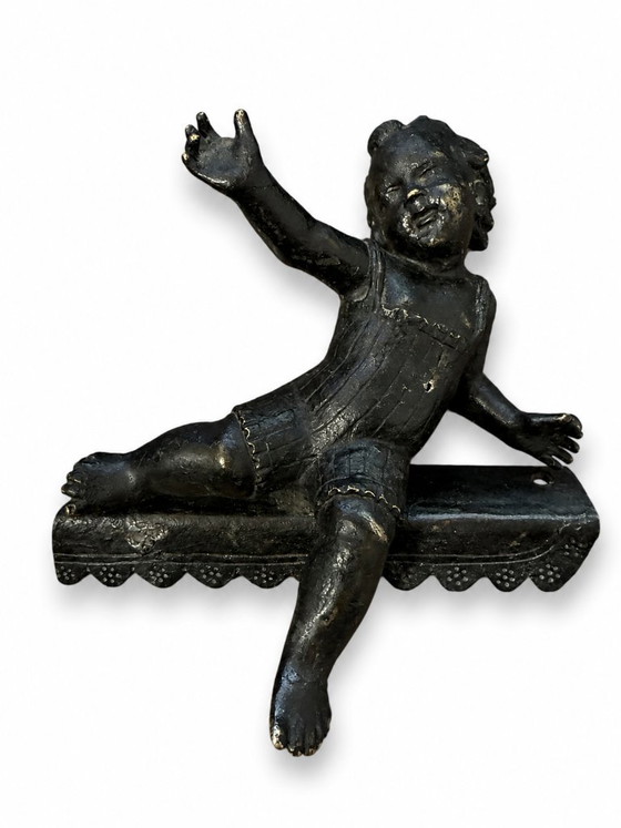 Paar putti met vogels in gebronsd brons, Beeldhouwkunst, Zwart (foto 5 van 10)