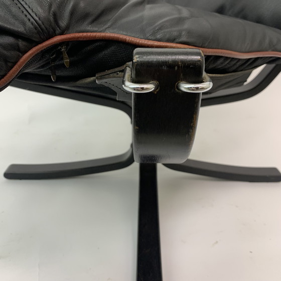 Image 1 of Falcon lederen loungestoel van Sigurd Ressel voor Vatne Møbler, jaren 70