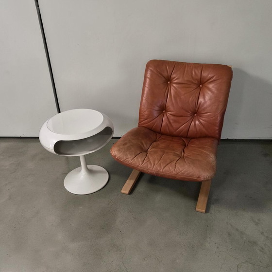 Image 1 of 3x Fauteuils Siesta en cuir design milieu du siècle, style cantilever, Sigmar Relling, Westnofa, années 1970