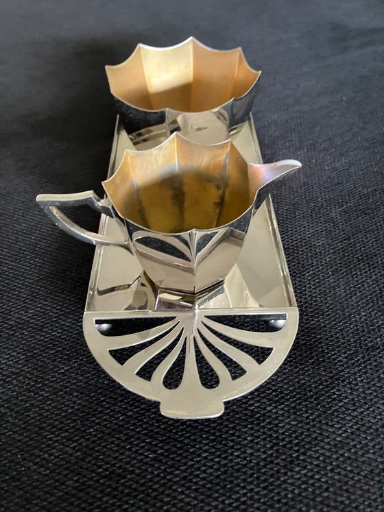 Raro! Lattiera, zuccheriera e vassoio Art Déco originali di WMF! ca. 1925-1930! – Servizi da tavola, Metallo (photo 3 of 6)
