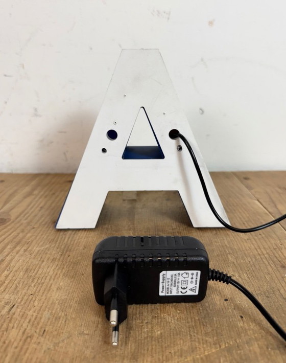 Image 1 of Lettera A illuminata in plastica blu vintage, anni '70