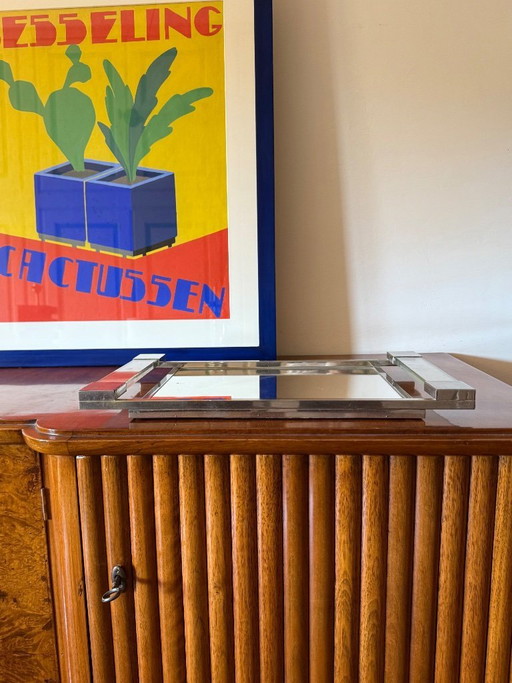 Jacques Adnet, Bandeja modernista de lucita con espejo, Maison Adnet, Francia, 1950