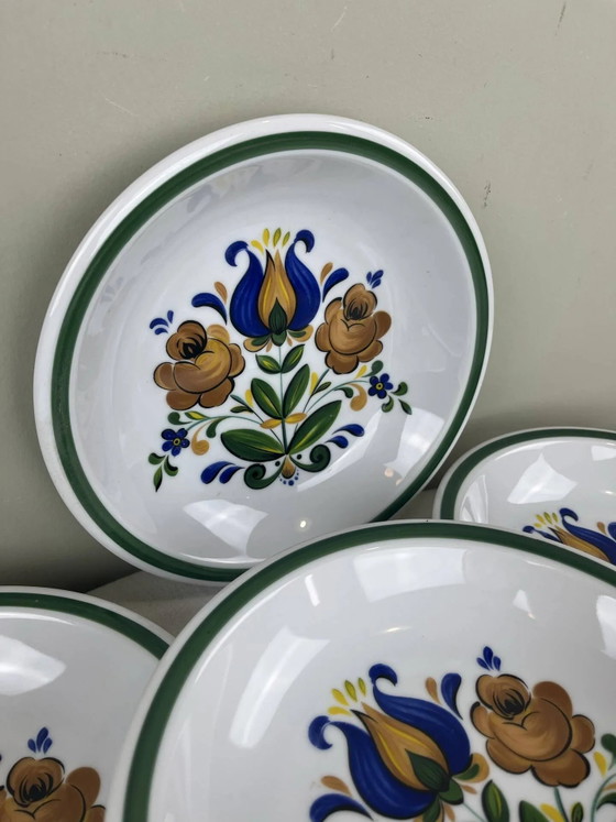 6 handbemalte tiefe Teller – Geschirr, Porcelain, Art Nouveau (photo 4 of 7)