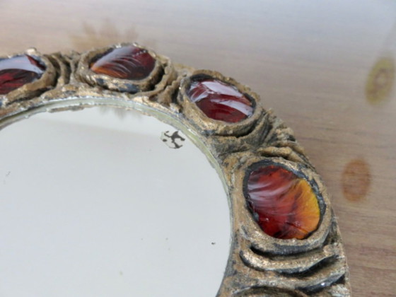 Image 1 of Espejo de Murano, Italia, Creaciones Gobesso, cristal de Murano y resina dorada, circa 1960