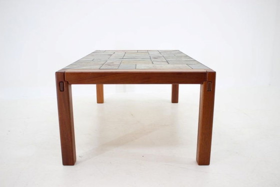 Image 1 of 1970s Danish Modern Coffee Table in Solid Teak with Inset Slate Tile Top